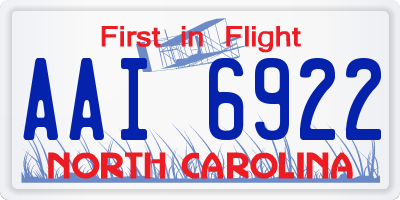 NC license plate AAI6922
