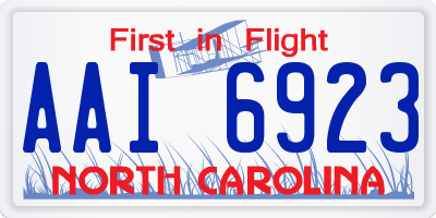 NC license plate AAI6923