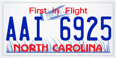 NC license plate AAI6925