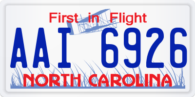 NC license plate AAI6926