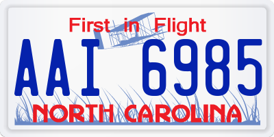 NC license plate AAI6985