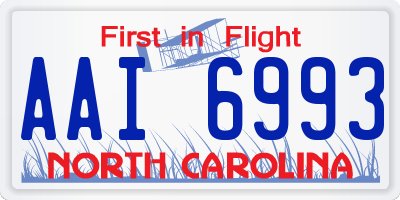 NC license plate AAI6993