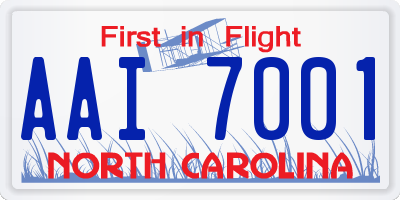 NC license plate AAI7001