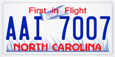 NC license plate AAI7007
