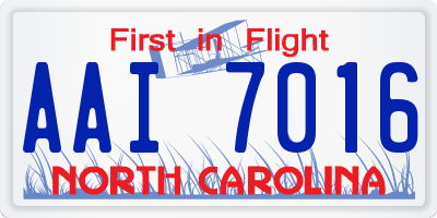 NC license plate AAI7016
