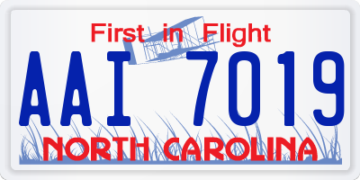 NC license plate AAI7019