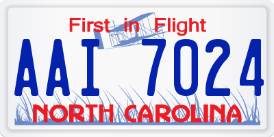 NC license plate AAI7024