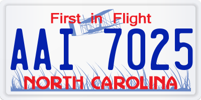 NC license plate AAI7025
