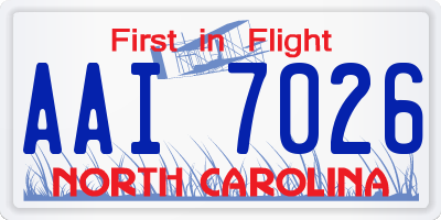 NC license plate AAI7026