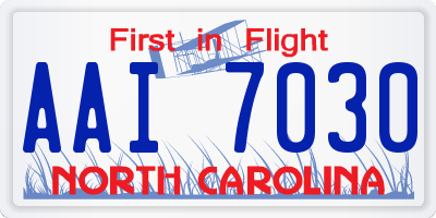 NC license plate AAI7030
