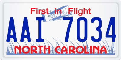 NC license plate AAI7034