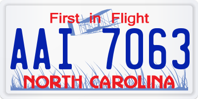 NC license plate AAI7063