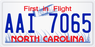 NC license plate AAI7065