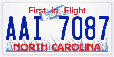 NC license plate AAI7087
