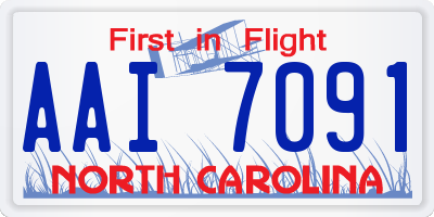 NC license plate AAI7091