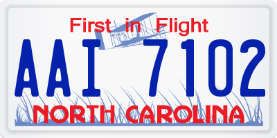 NC license plate AAI7102