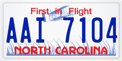 NC license plate AAI7104