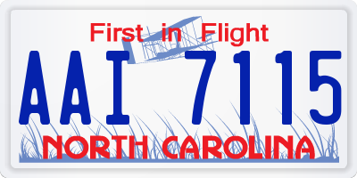 NC license plate AAI7115