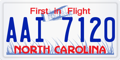 NC license plate AAI7120
