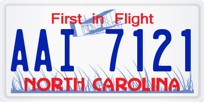 NC license plate AAI7121