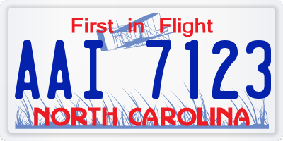 NC license plate AAI7123