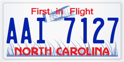 NC license plate AAI7127