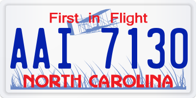 NC license plate AAI7130