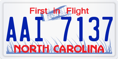 NC license plate AAI7137