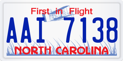NC license plate AAI7138