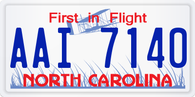 NC license plate AAI7140