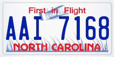 NC license plate AAI7168
