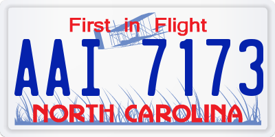 NC license plate AAI7173
