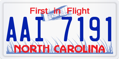 NC license plate AAI7191