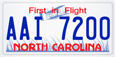 NC license plate AAI7200