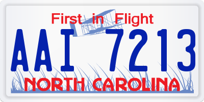 NC license plate AAI7213