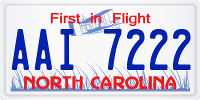 NC license plate AAI7222