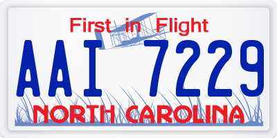 NC license plate AAI7229