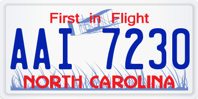NC license plate AAI7230