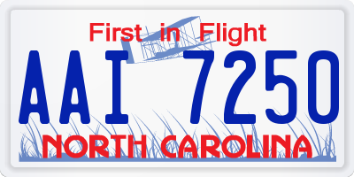 NC license plate AAI7250