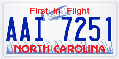 NC license plate AAI7251