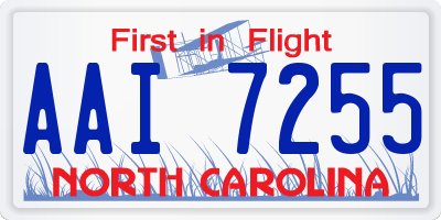 NC license plate AAI7255
