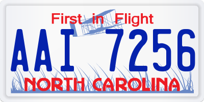 NC license plate AAI7256