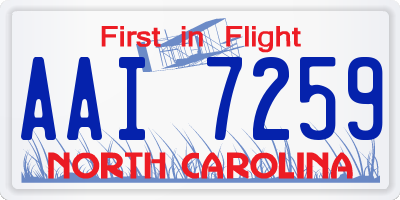 NC license plate AAI7259