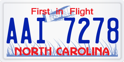 NC license plate AAI7278