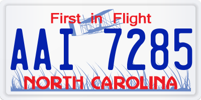 NC license plate AAI7285