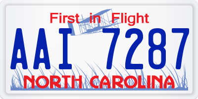 NC license plate AAI7287