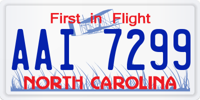 NC license plate AAI7299