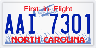 NC license plate AAI7301