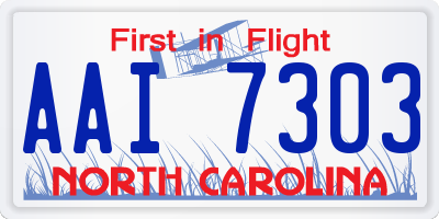 NC license plate AAI7303