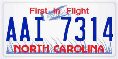 NC license plate AAI7314